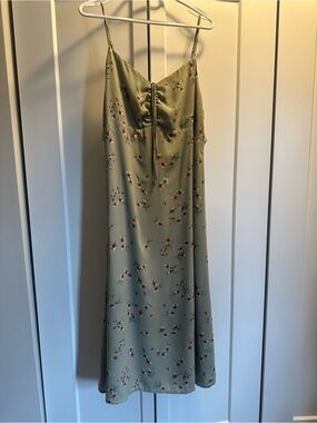 Sage Green Floral Slip Midi Dress XXL